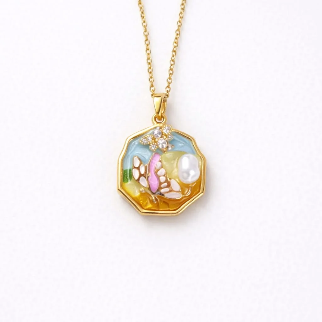Colourful pearl butterfly pendant