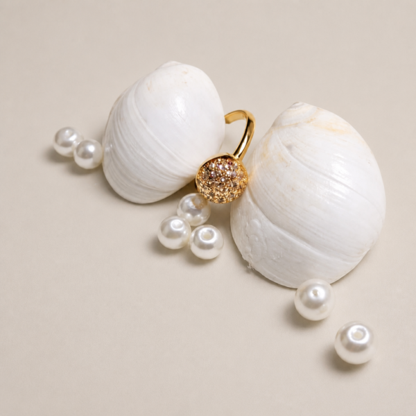 gold pave ball ring