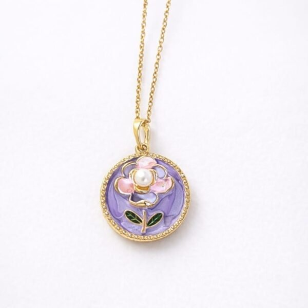 lavender pearl flower necklace
