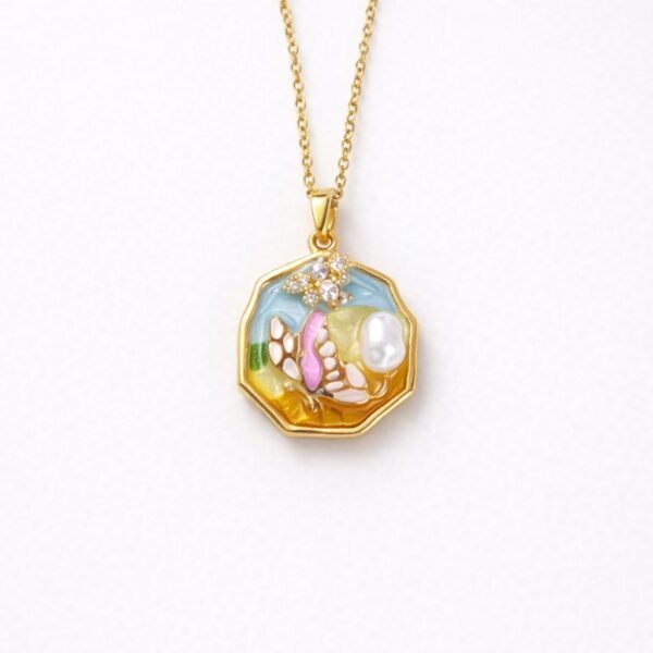 pearl butterfly locket necklace