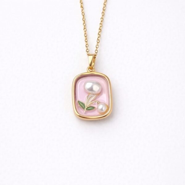 pink pearl bloom necklace